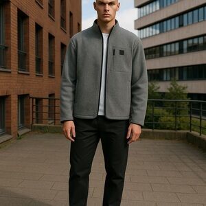 NWT Rains Men's Durban Fleece Jacket‎ in Grey. Size Medium